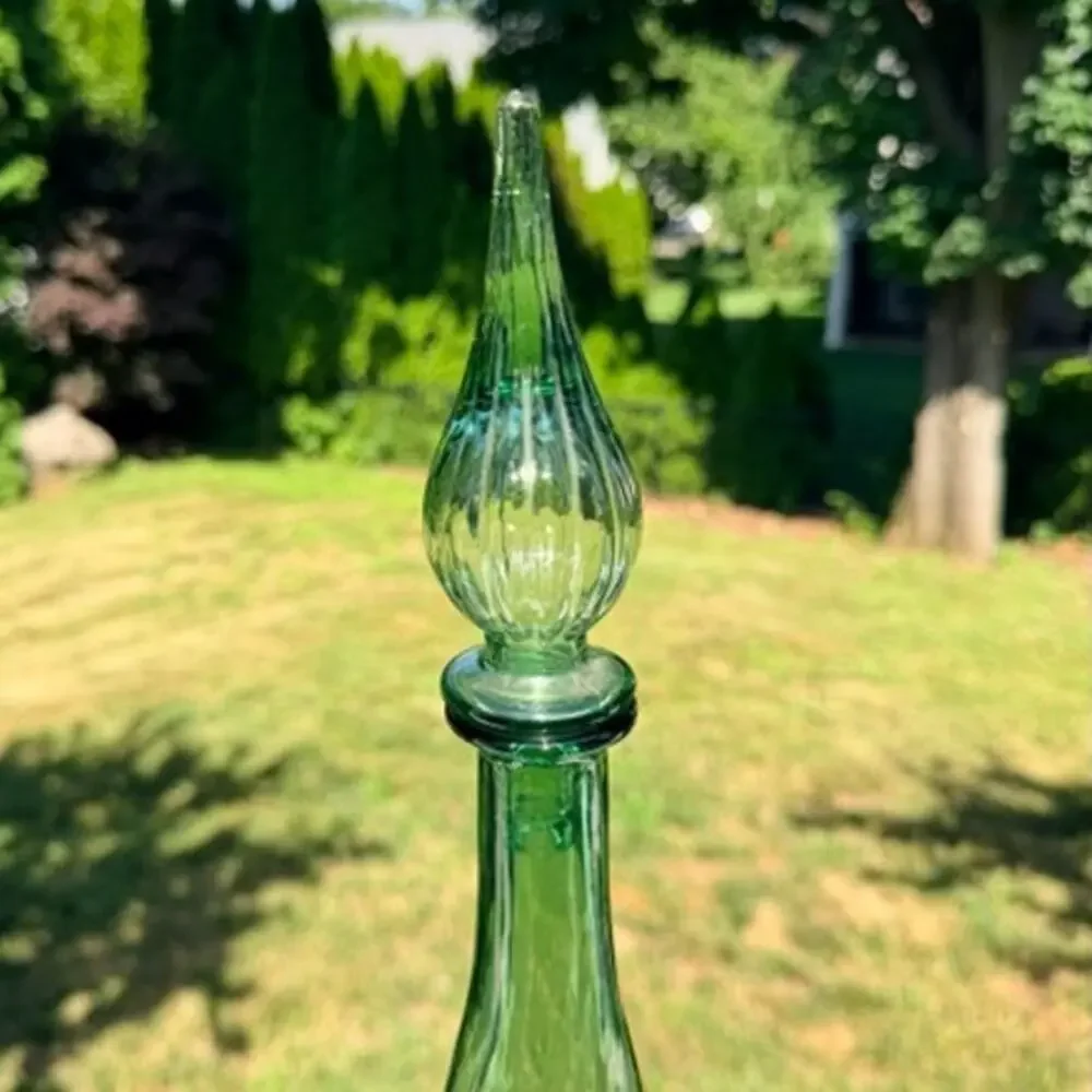 Vintage Empoli Italy Bell Pattern Green Genie Bottle Decanter